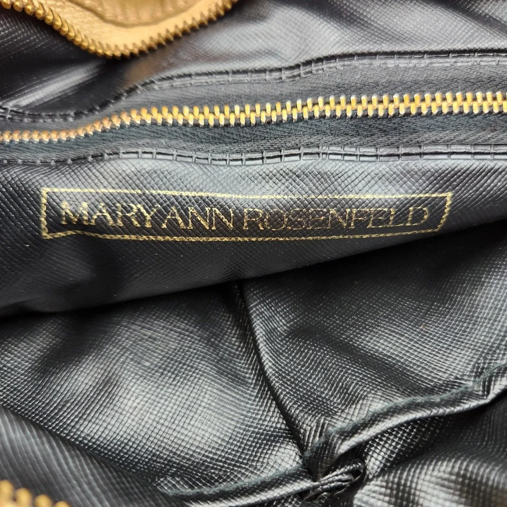 MaryAnn Rosenfeld Leather Tote Bag‎ Tan Brown Zip Top Shoulder Handbag